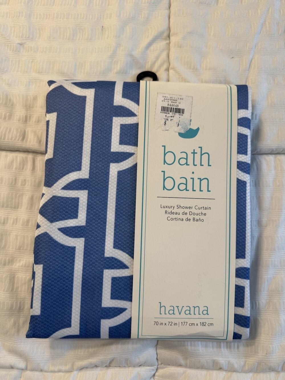 Havana Blue Shower Curtain NWT White 70 in x 72 in Printed